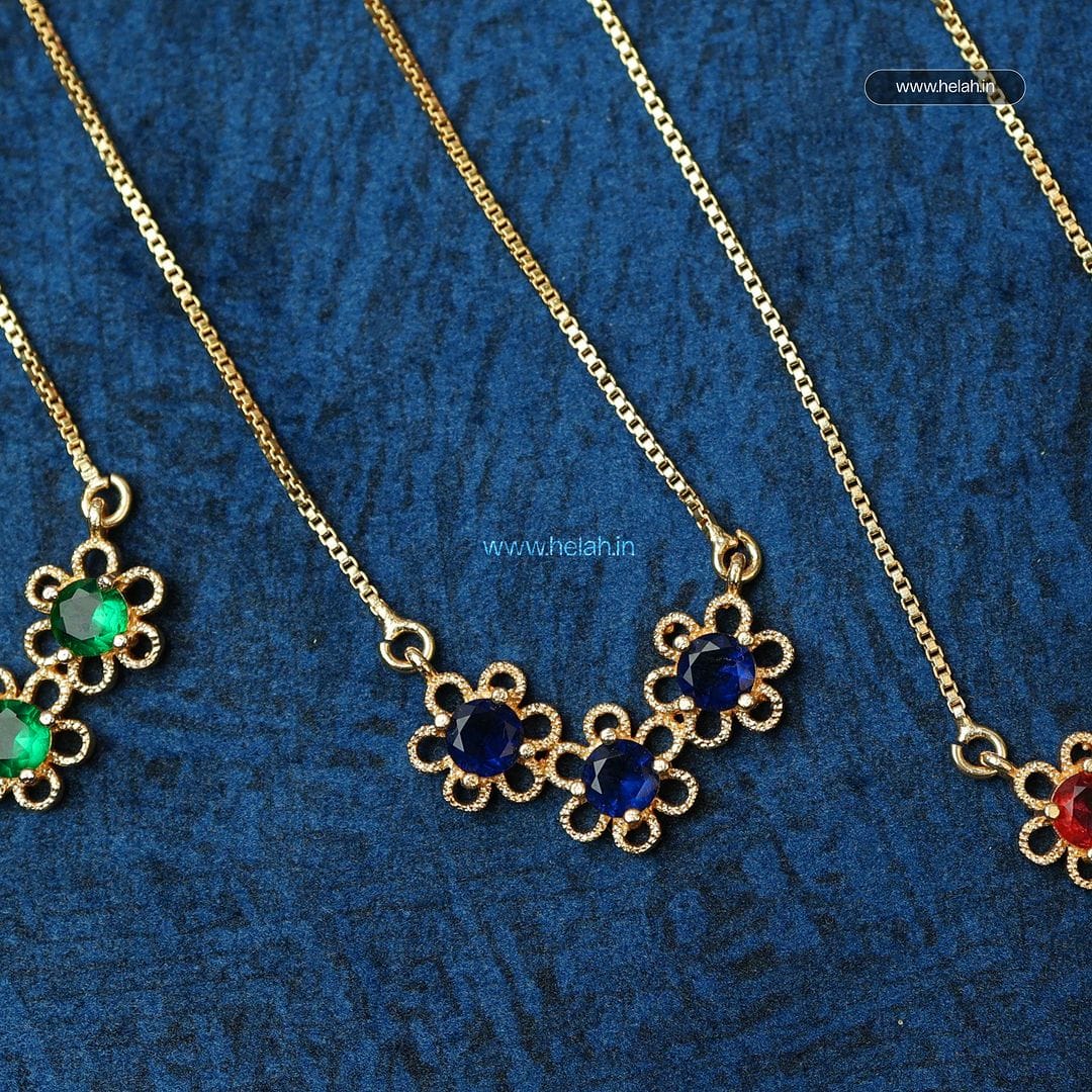 Stone Flower Locket Long Chain LC-31