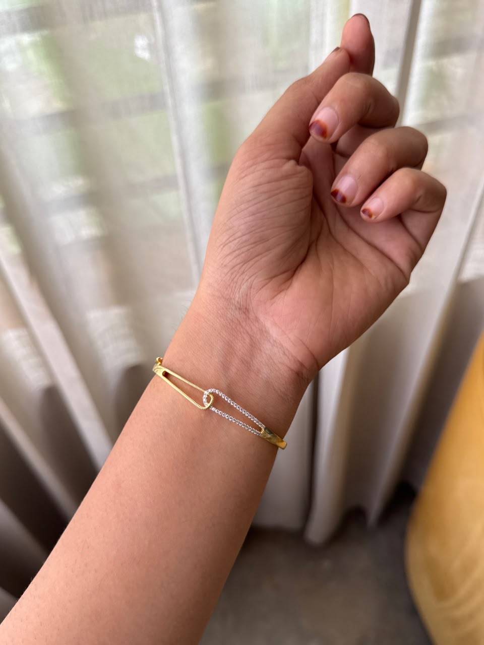 Diamond double line lock bangle HB105