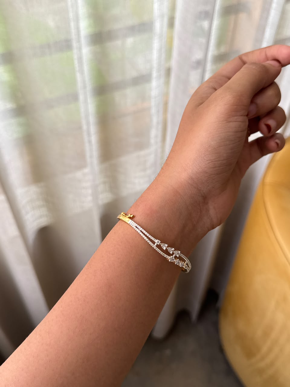 Wave diamond lock bangle HB109