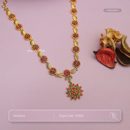Red & Green Locket Necklace N889