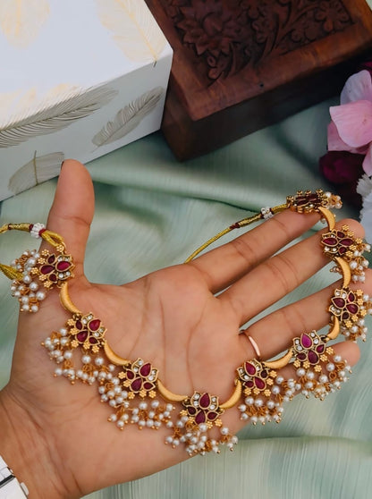 Lotus flower necklace with earings MN 102