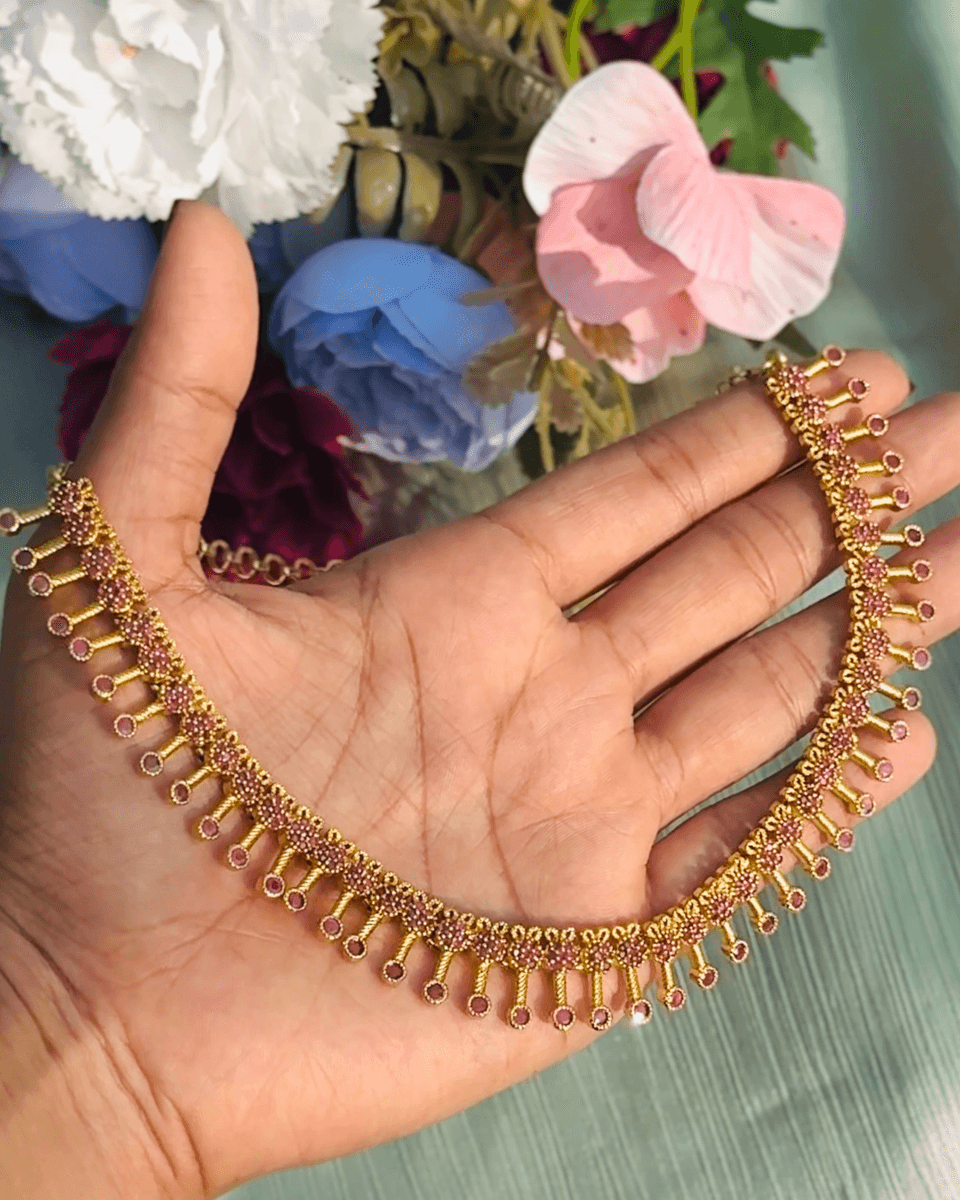 SWARNA PINK DROP NECKLACE  N459