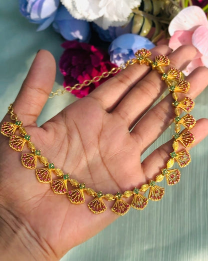 Floral Fan Traditional Necklace N517