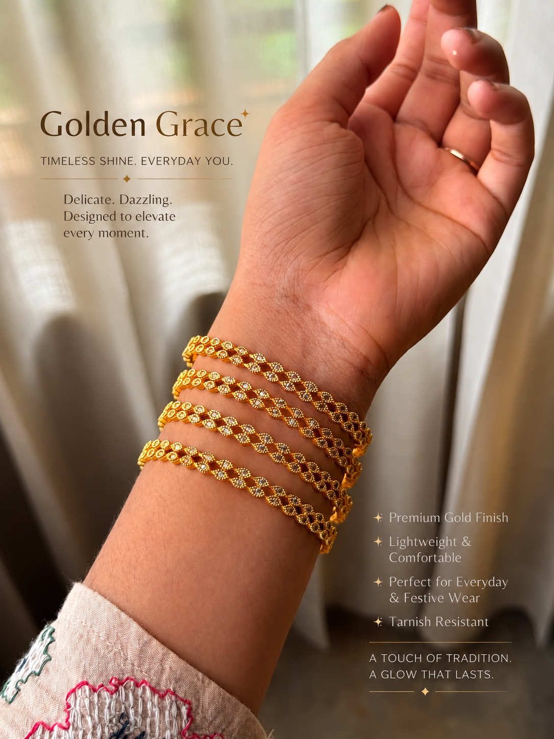 Golden Lattice Bangles HB-100