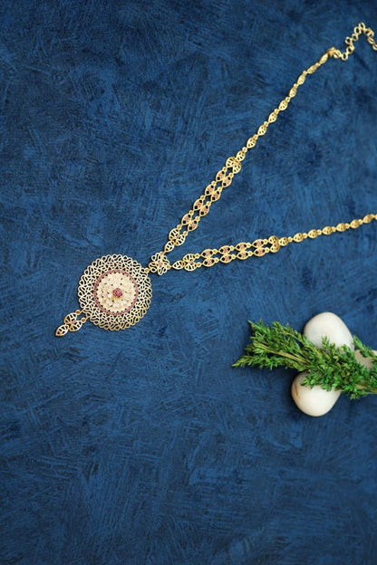 Floral Pendant Long Necklace N655
