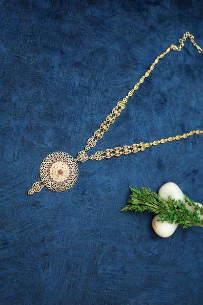 Floral Pendant Long Necklace N655