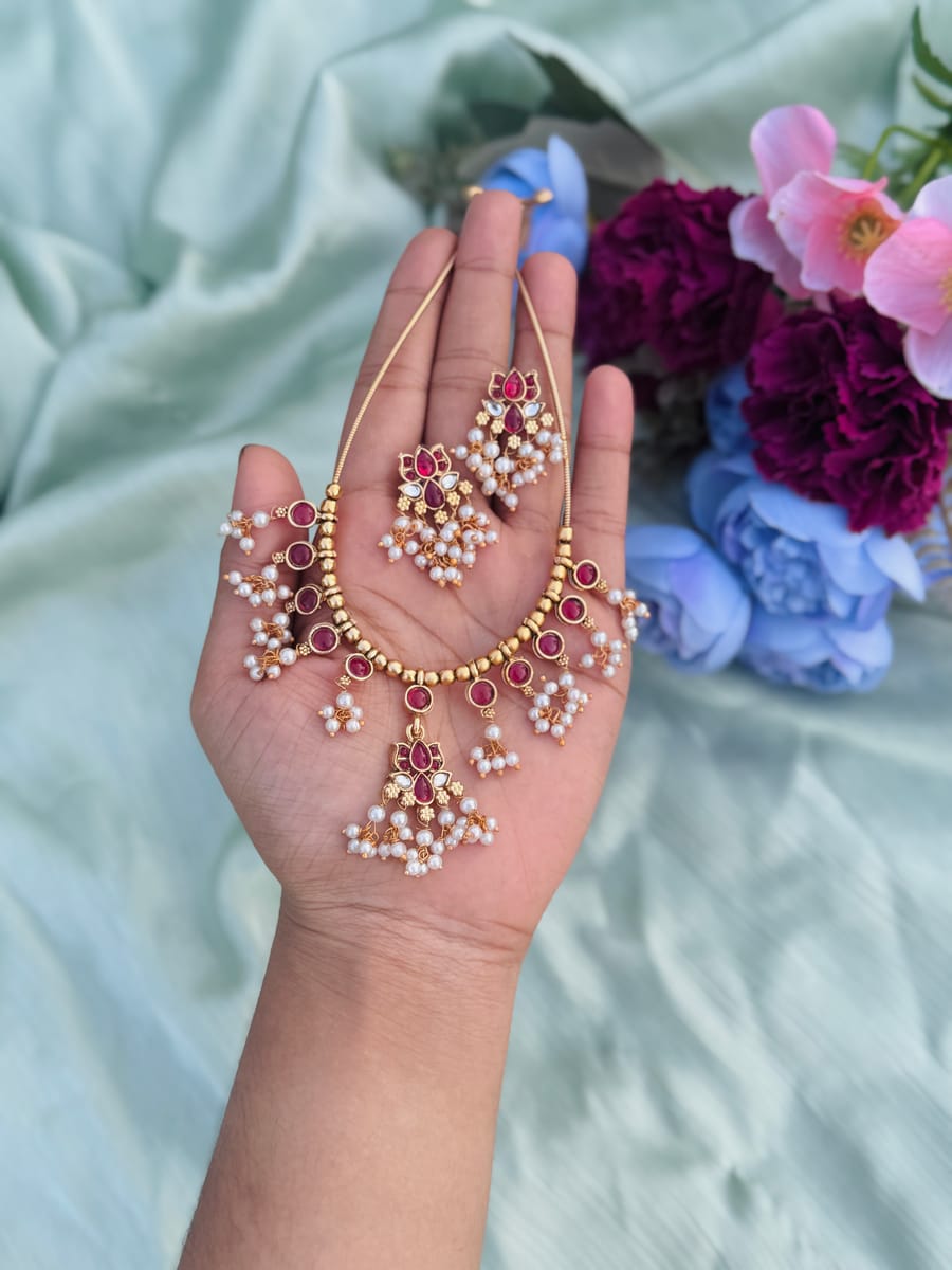 Maharani Pearl Kundan Necklace Set MN116