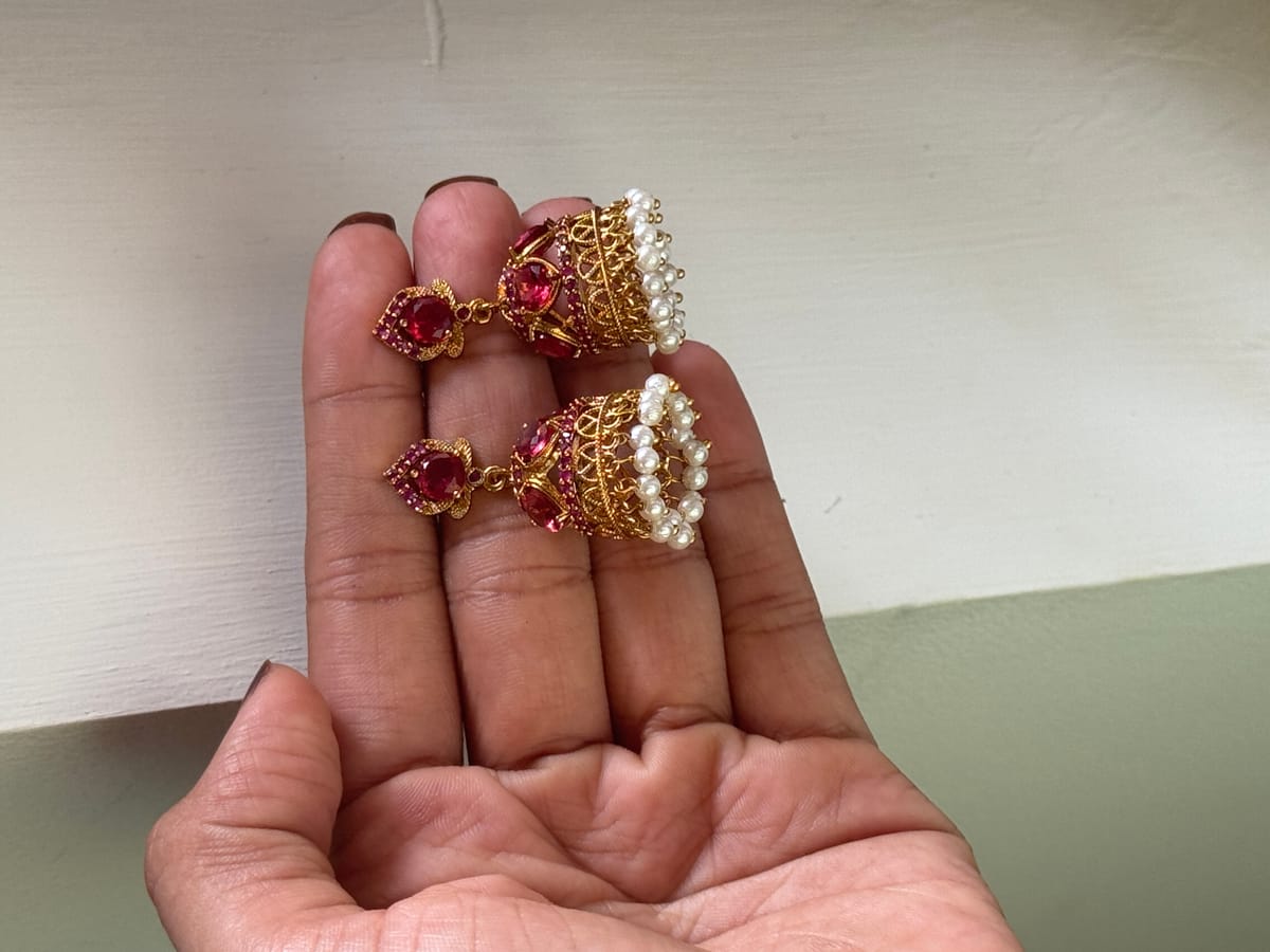 Rani Pearl Dome Jhumka Earrings ME003