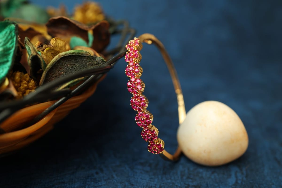 Ruby Flower Lock Bracelet LB 6