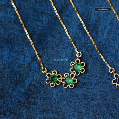 Stone Flower Locket Long Chain LC-31
