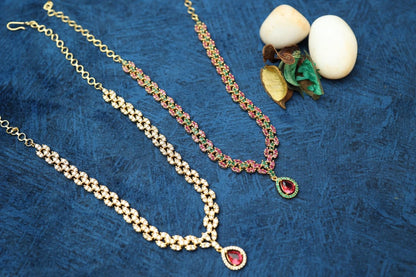 Stone Locket Cutting Necklace N876