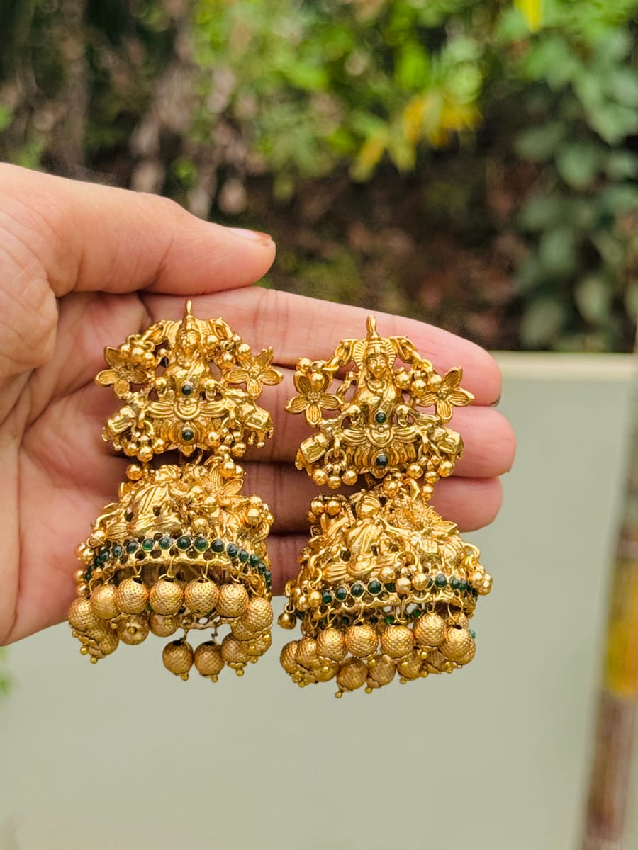 Traditional Temple Gold-Plated Jumka