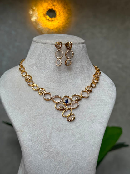 Royal Blue Crystal Necklace Set 💙 HN275