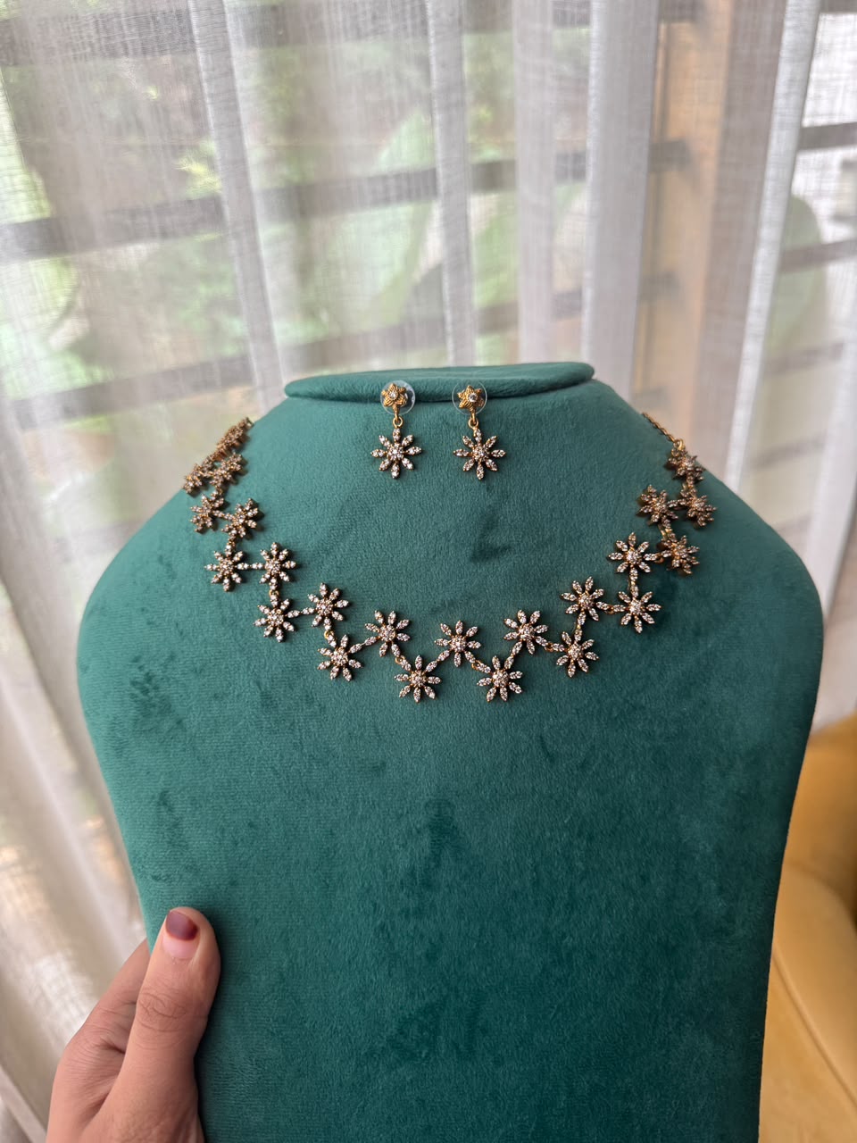 BEENA ANTONY DIAMOND NECKLACE ANTIQUE HN639