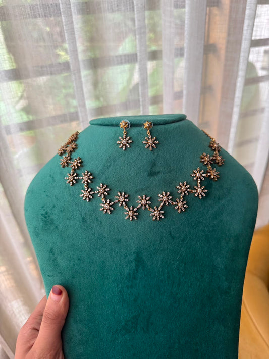 BEENA ANTONY DIAMOND NECKLACE ANTIQUE HN639
