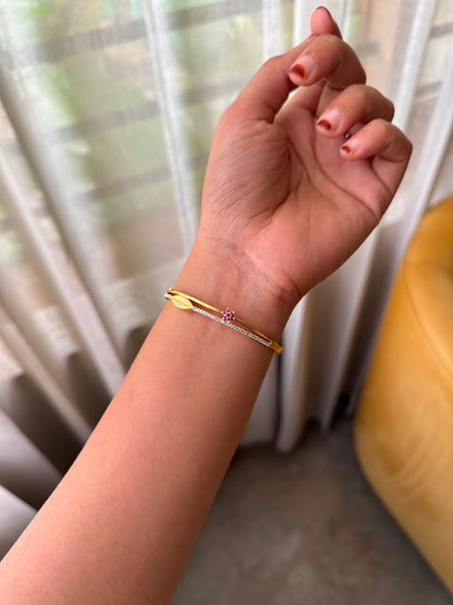 Floral leaf lock bangle HB107