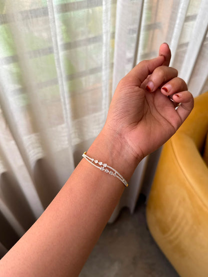 Wave diamond lock bangle HB109