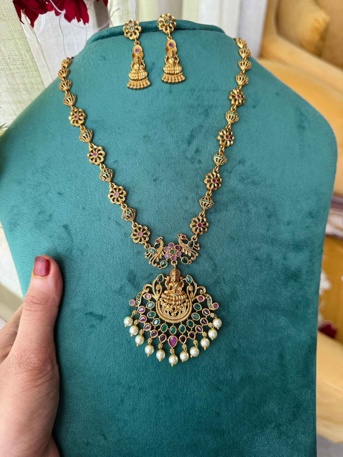 Peacock Temple Necklace Set HH128