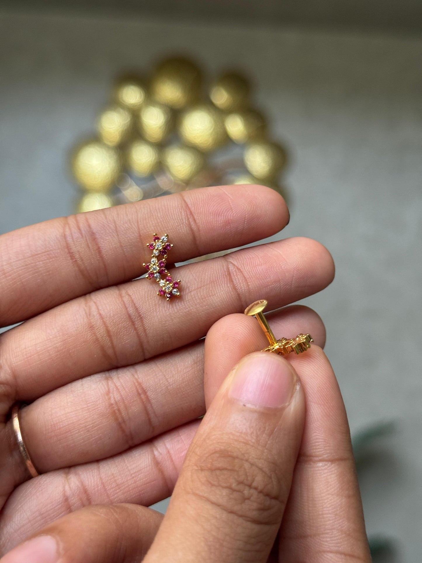 Floral CZ Drop Earrings HK1233