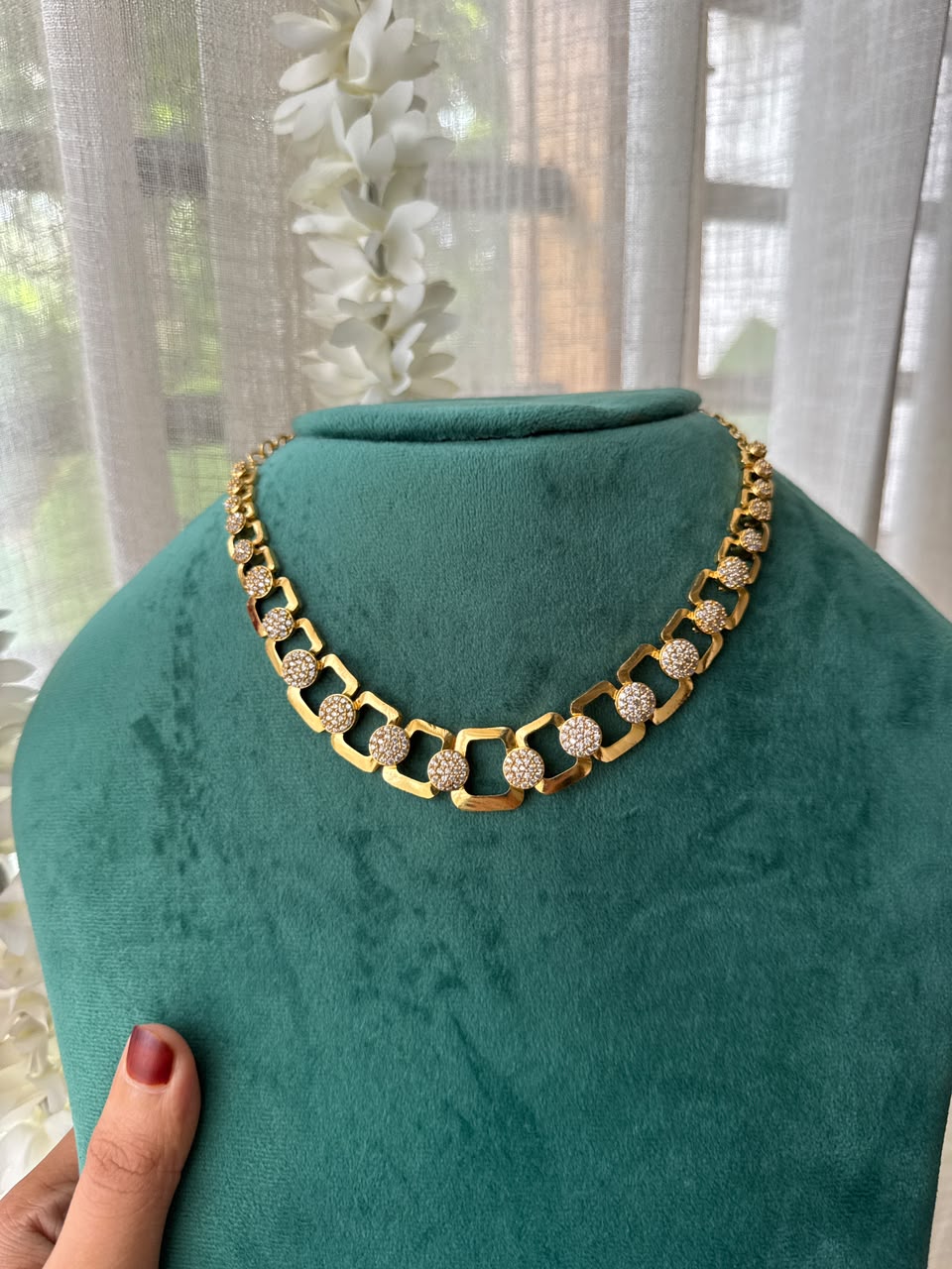 diamond Crystal Link Necklace HH132