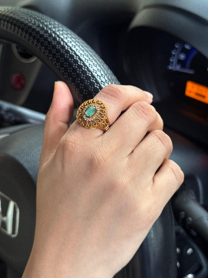 Zehra Emerald Filigree Ring HR107