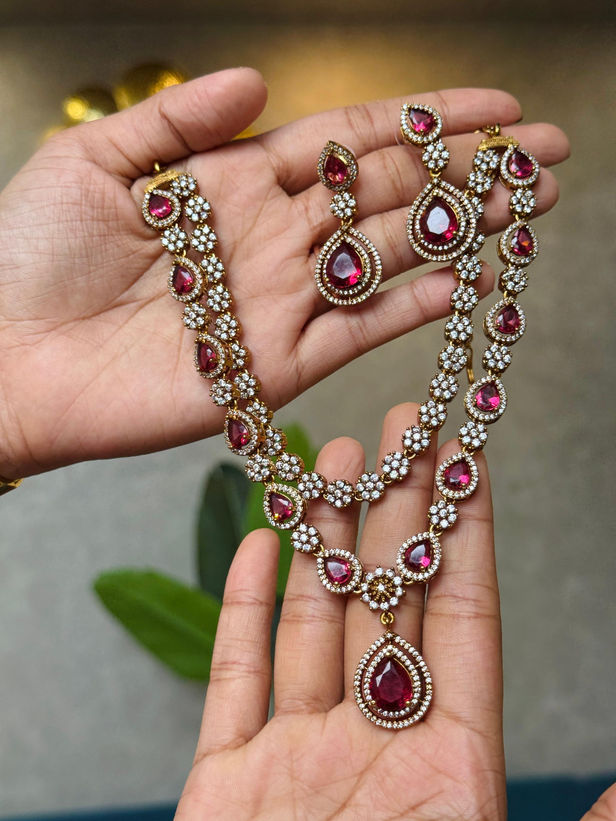 Teardrop Statement Necklace Set  HH133