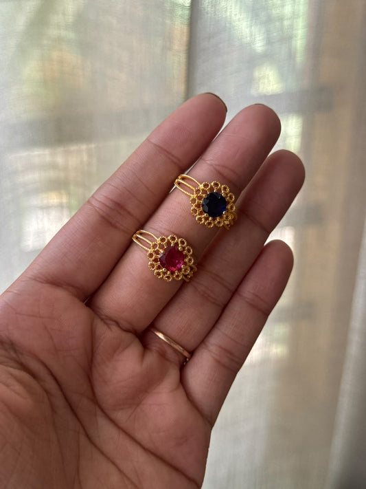 FLORAL GEMSTONE RING HR112