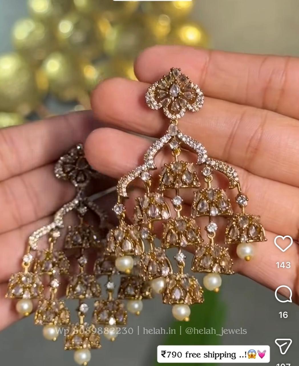 Waterfall Jhumka Earrings HE104